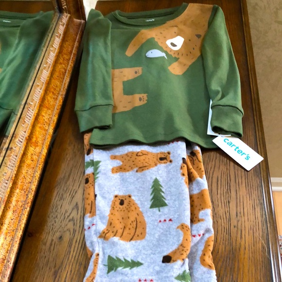 New toddler boys pajamas 2 piece set. Sz 4T. Bear design with soft flannel pants - Picture 6 of 9